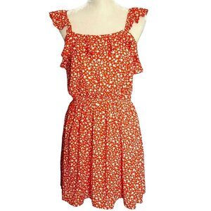 Anthropologie Moon River Junior's Dress Med Sleeveless Ruffle Lined Short Red
